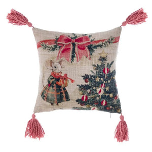 Cuscino con nappine "Favola di Natale"